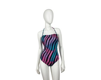 Vintage 90s striped one-piece swimsuit size M/L