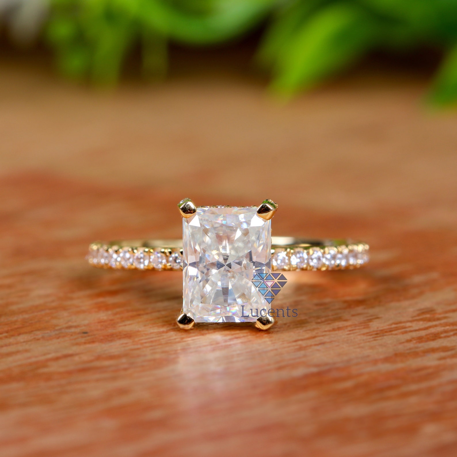 1.50 CT Radiant Cut Moissanite Hidden Halo Engagement Ring / Etsy
