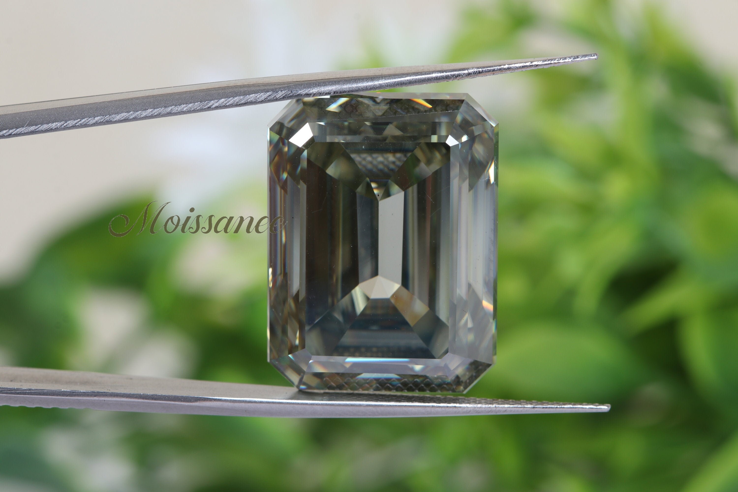 Grey Emerald Cut VVS Loose Moissanite Diamond Loose Gemstone Etsy