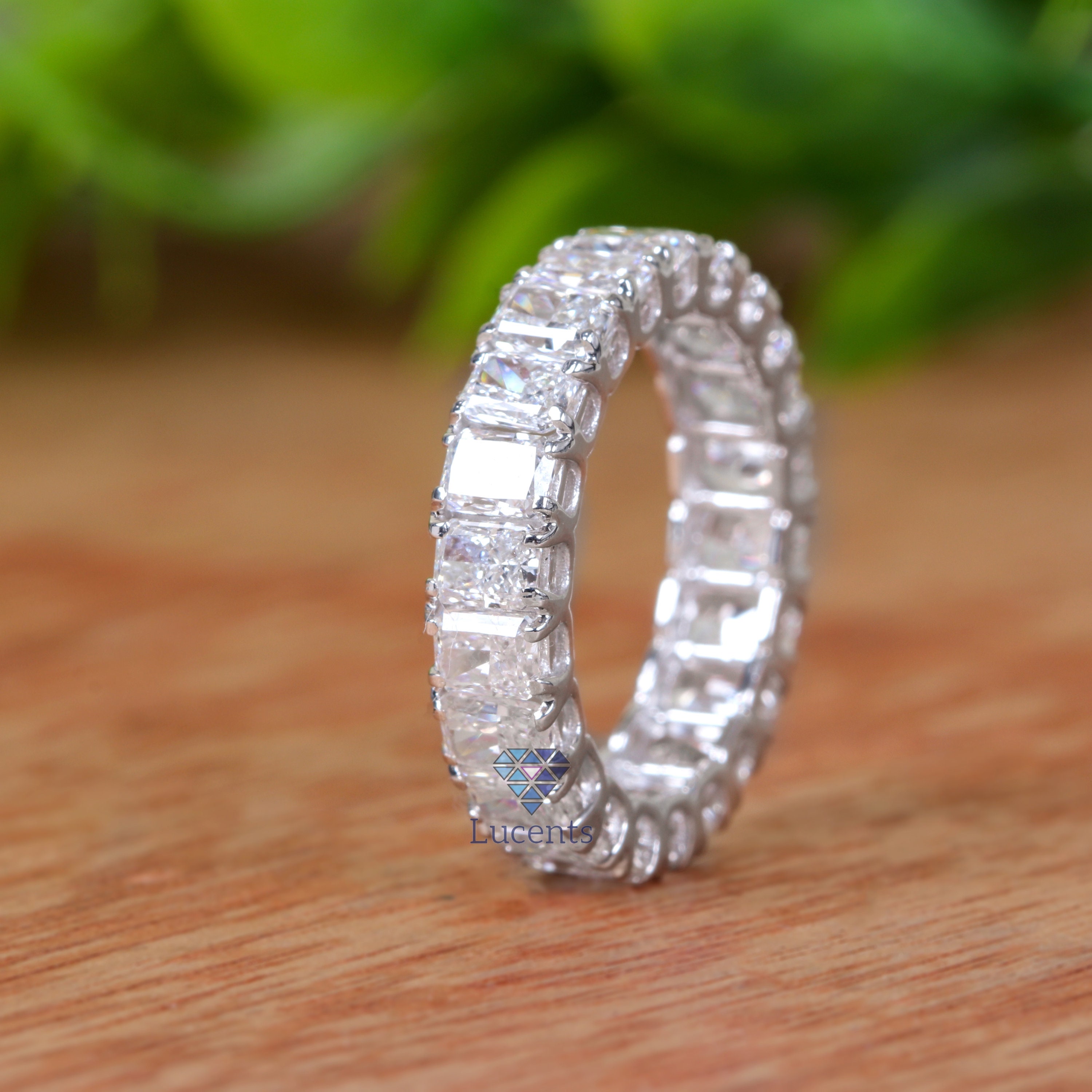 Radiant Cut Moissanite Full Eternity Wedding Ring Band / | Etsy