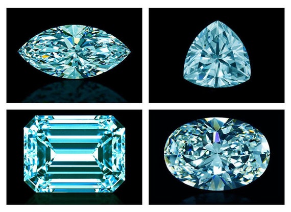 1.00 ct to 5.00 CT Emerald Fancy Cut VVS1 Loose Moissanite Blue Color