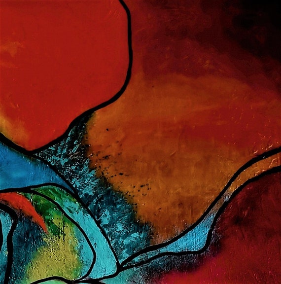 Blue Orange Wall Art Décor Art Printable Art Contemporary Etsy