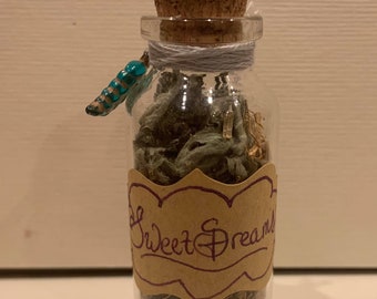 Sweet Dreams Spell Jar- Miniature Spell Jar with Herbs and Gemstones for pleasant dreams and good sleep with vetiver, wood betony, and onyx