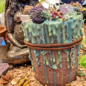 Gaea's Legacy Goddess Ritual Spell Candle Divine Magic with herbs and Gemstones for growth, unity, and peace image 4