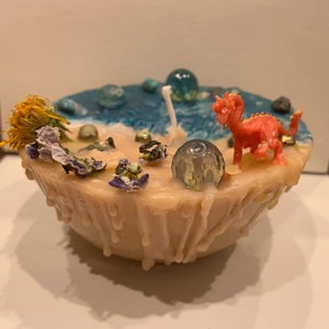 Scourge of the Sands Dragon Candle Coastal Ocean Waves Beach Mythology Fantasy Novelty Fun Dungeons and Dragons with Herbs and Gemstones