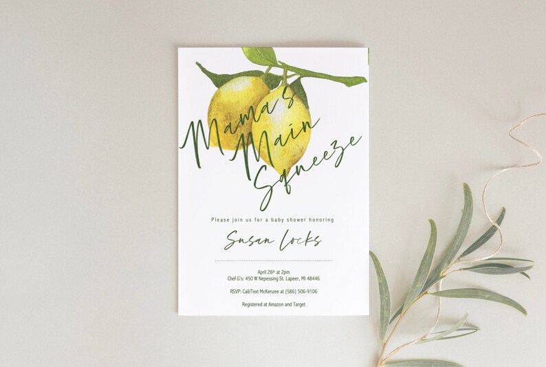 Summer Themed Baby Shower Invitation Mama's Main Squeeze Etsy