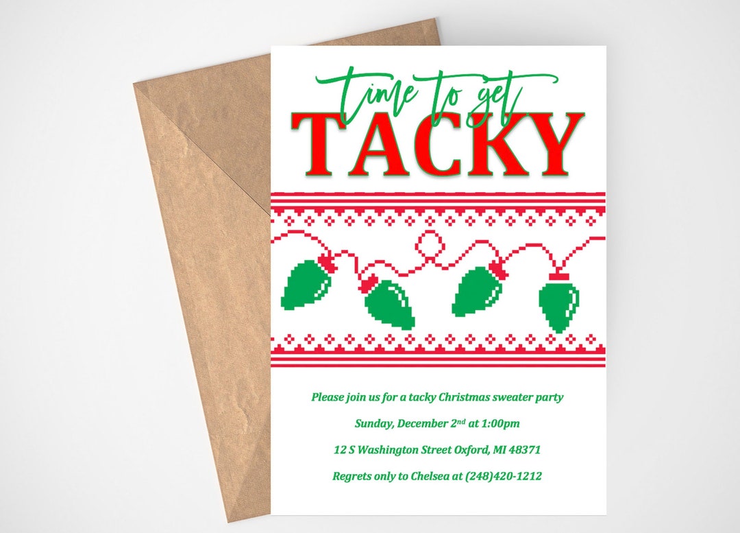 Tacky Sweater Party Invitation, Ugly Christmas Party, Ugly Sweater ...