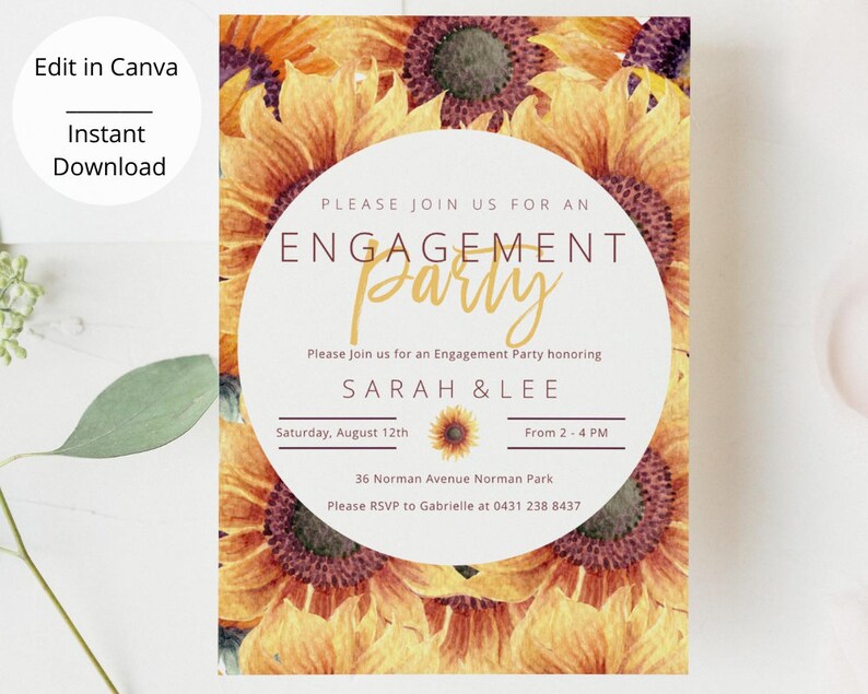 Sunflower Engagement Party Invitation Floral Engagement Party Etsy