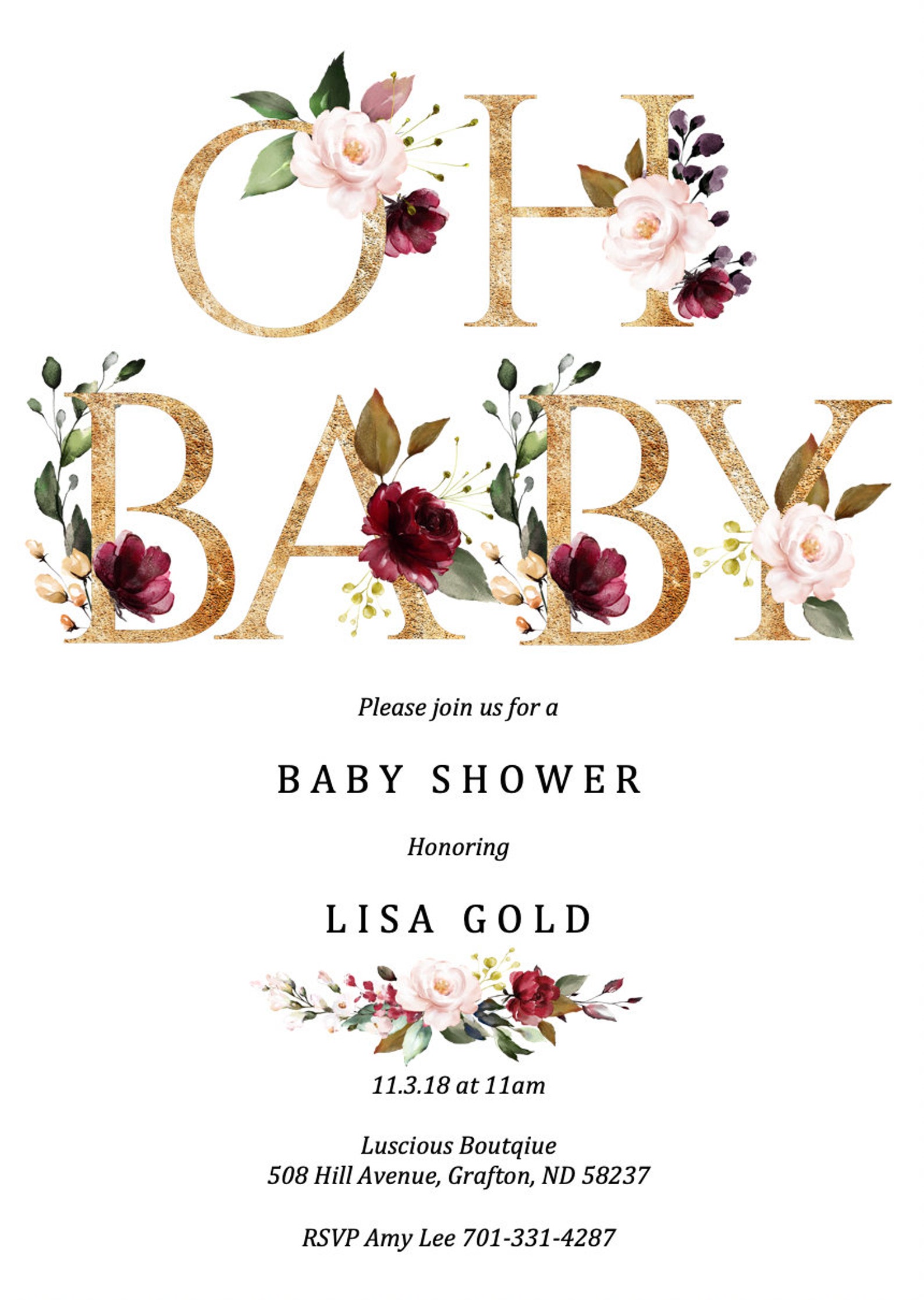 Baby Shower Invitation Girl Fall Baby Shower Invitation Etsy