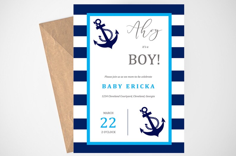 Boy Baby Shower Invitation Ahoy Its a Boy Baby Shower Etsy