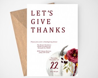 Printable Thanksgiving Dinner Invitation, Friendsgiving Invitation, Friendsgiving Dinner Invite, Friendsgiving Invite, Instant download,