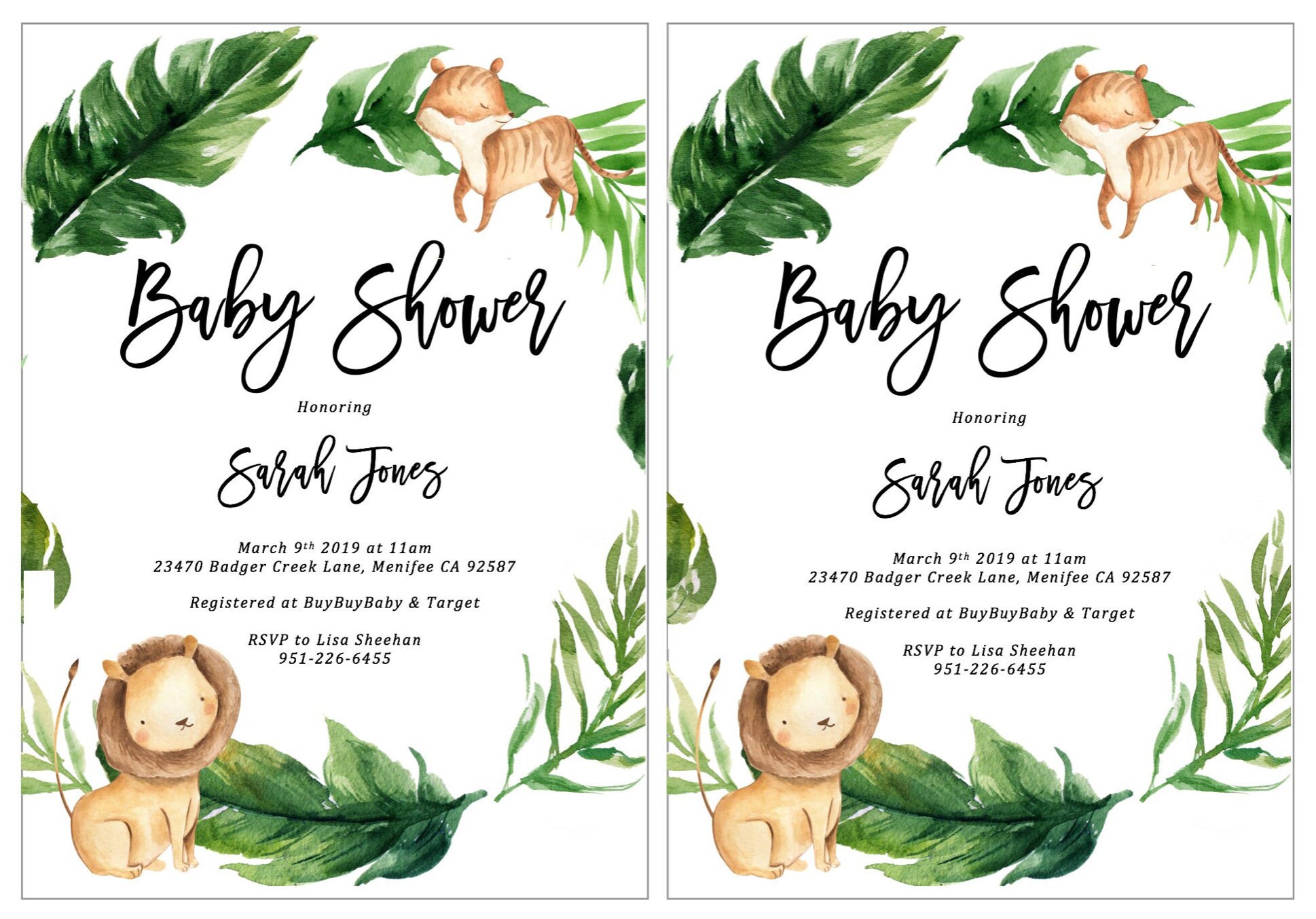 Safari Baby Shower Jungle Baby Shower Safari Invitation Etsy