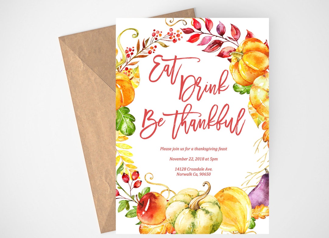 Printable Thanksgiving Invitation, Friendsgiving Invitation Template ...