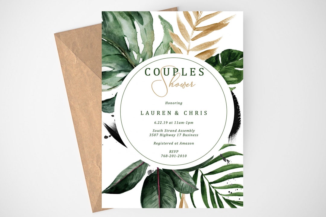 Tropical Couples Shower Invitation Editable Couples Shower Etsy