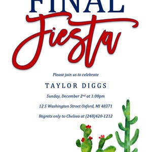 Editable Bachelorette Party Invitation, Final Fiesta Bachelorette Party ...