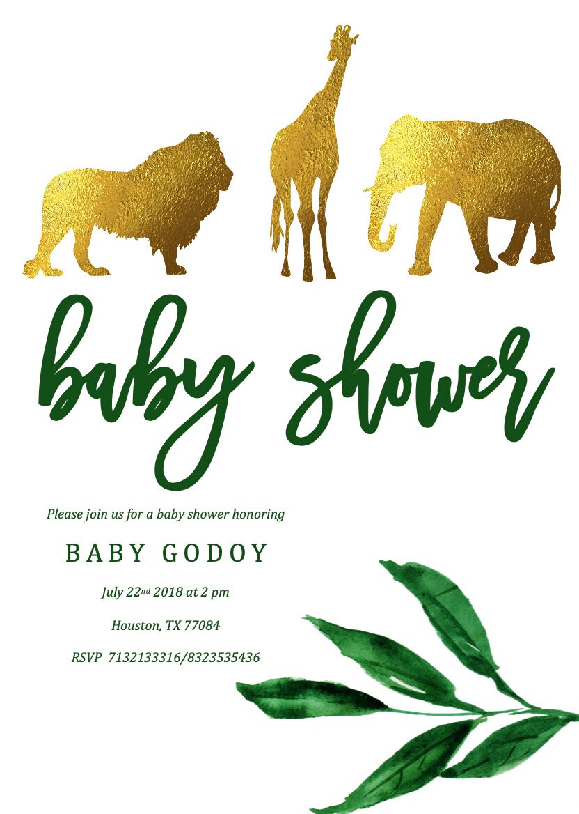 Safari Baby Shower Invitation Safari Theme Safari Baby Etsy