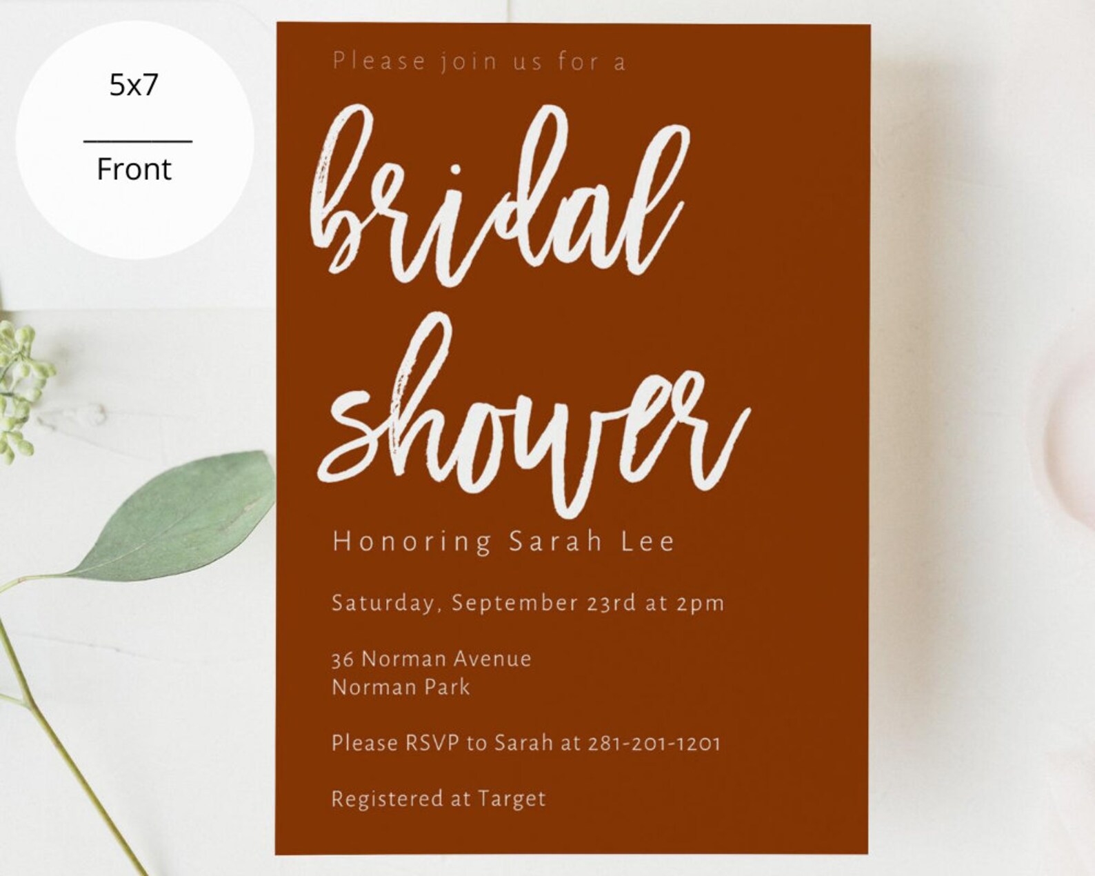 Fall Themed Bridal Shower Invitation Rust and Gold Bridal Etsy
