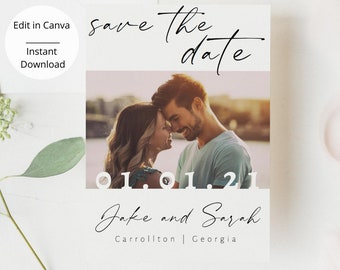 Save the Date with Photo, Photo Save our Date, Wedding Announcement Cards, Save the Date Template, Save the Date Instant Download, Simple