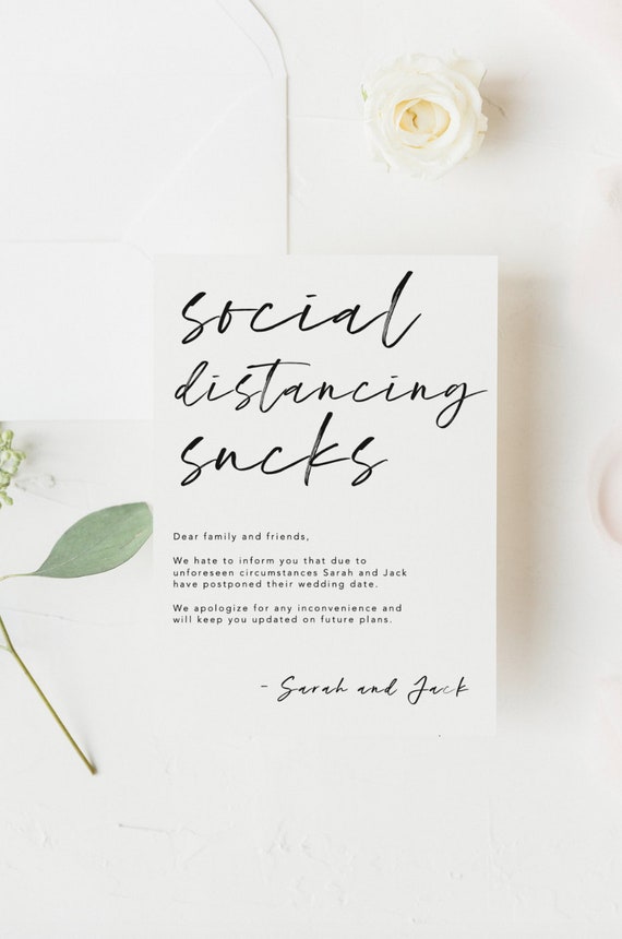 Postpone Wedding Card Cancelled Wedding Postcard Change of Plans