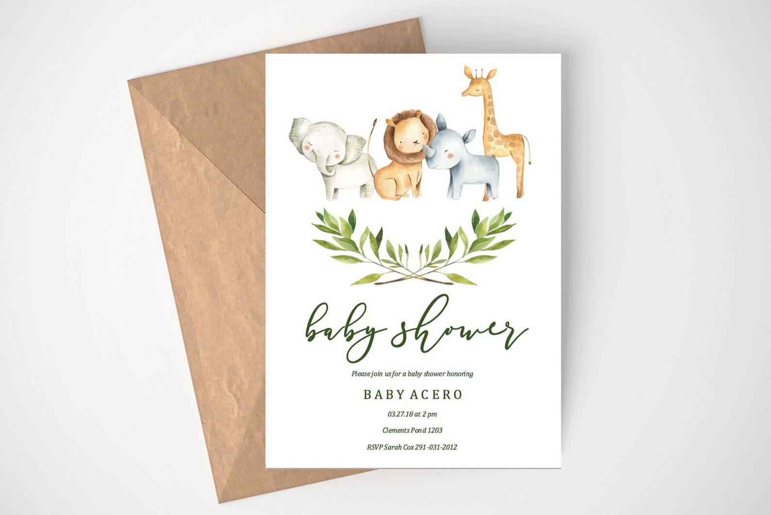 Safari Baby Shower Invitation Animal Baby Shower Jungle Etsy