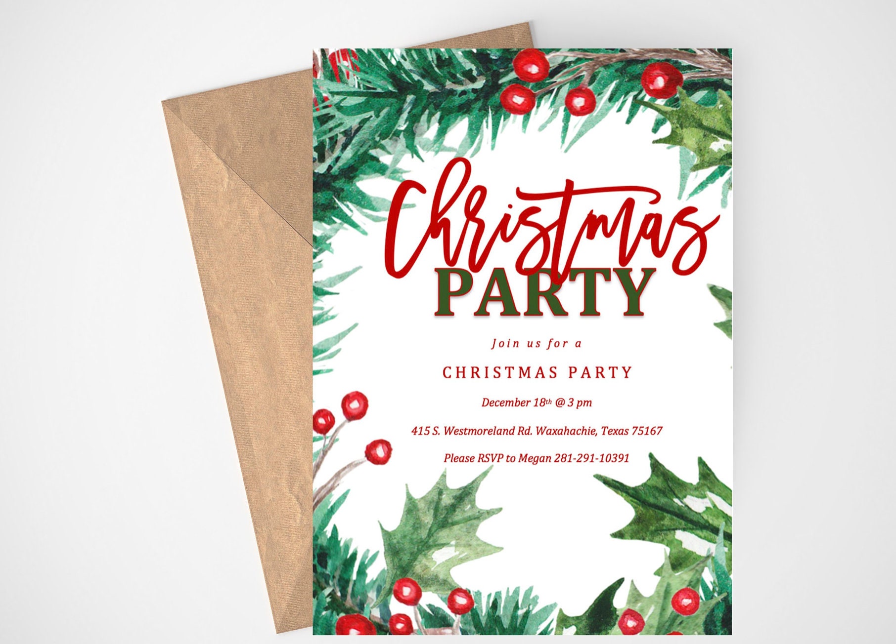 Christmas Party Invitation Printable Christmas Invite Rustic | Etsy
