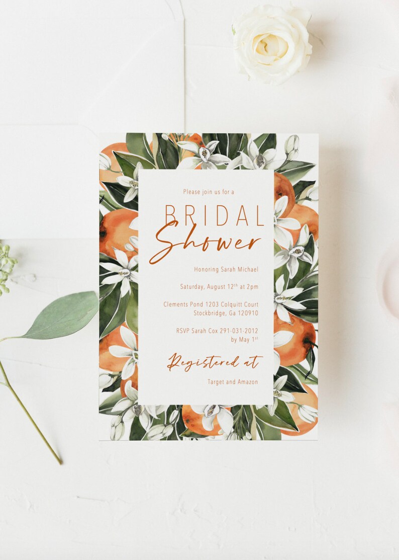Citrus Bridal Shower Invitation Template Fruit Themed Bridal Etsy