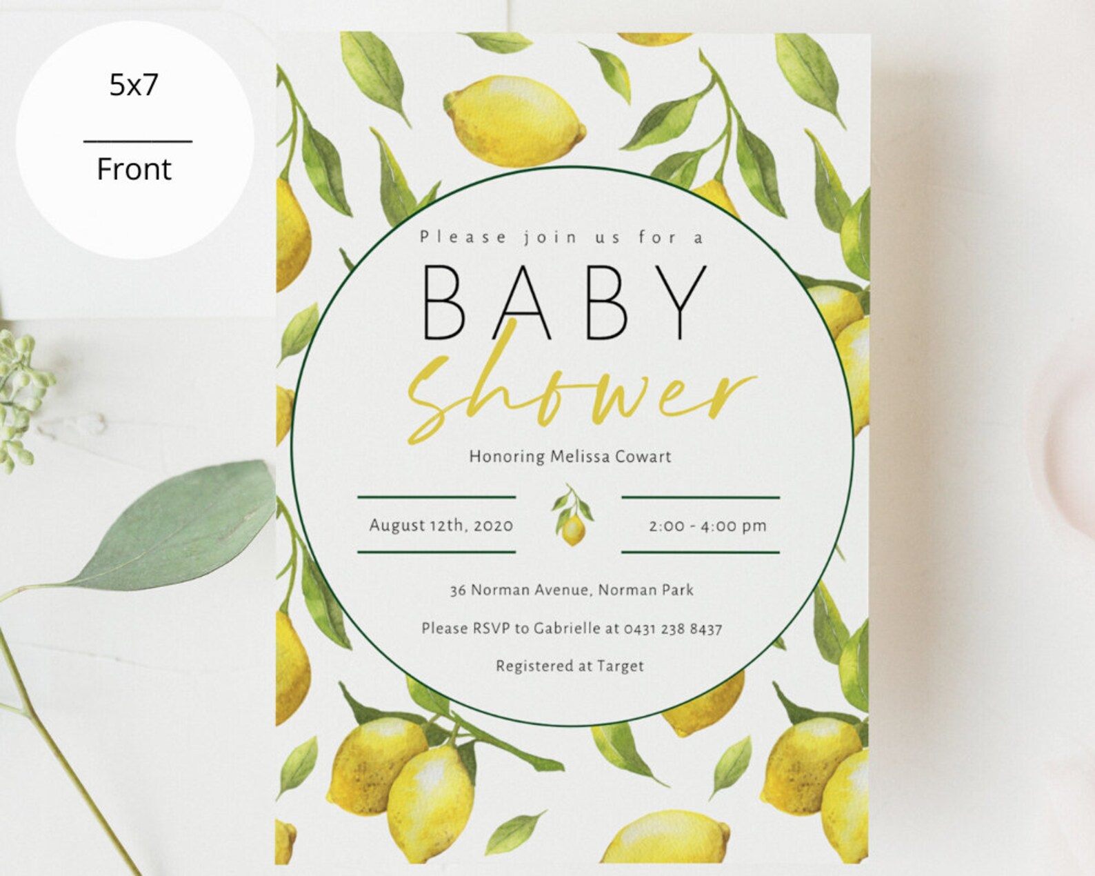 Citrus Theme Baby Shower Invitation Lemon Baby Shower Etsy