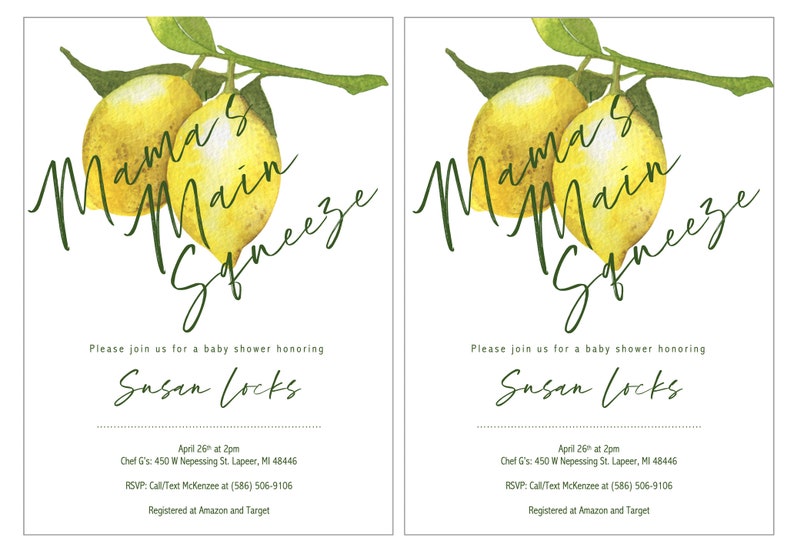 Summer Themed Baby Shower Invitation Mama's Main Squeeze Etsy