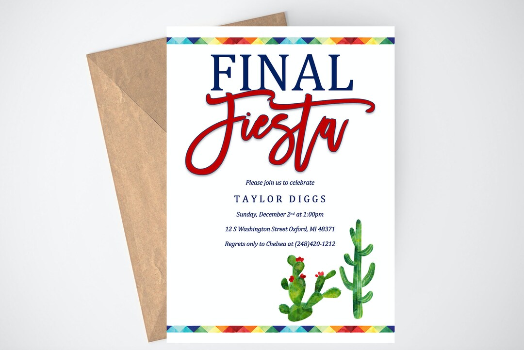 Editable Bachelorette Party Invitation, Final Fiesta Bachelorette Party ...