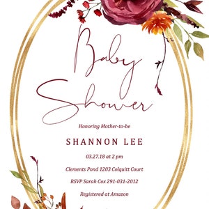 Fall Baby Shower Invitation Baby Shower Invitation Girl - Etsy