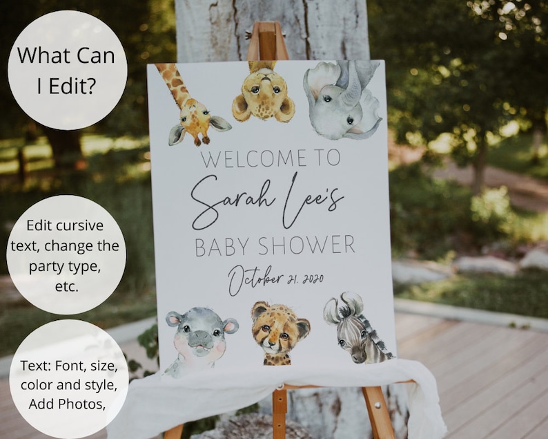 Safari Sign Safari Baby Shower Signs Baby Shower Etsy