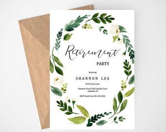 Retirement Party Invitation, Retirement Invite, Farewell Party, Women Retirement, Floral, Printable Invitation, Retirement Dinner, Download