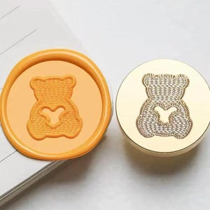 3D Knitted Bear Wachssiegelstempel/Kleiner Bär-Wachssiegelset/Süßer Bär mit Herz-Wachssiegelstempel/Tier Bär-Wachssiegelstempel