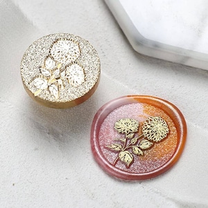 Dahlia Flower Wax Seal Stamp: Frosted Bouquet, Invitation Sealing