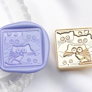 Tampon de cire chat mignon/Kit de cachetage de cire de coeur de chat et d'amour/Kit de cachetage de cire d'enveloppes d'animal