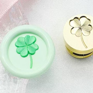 Sello de cera de trébol de cuatro hojas en 3D en miniatura / Kit de sellado de cera de cuatro hojas / Sello de cera de trébol para sobres / Sellado de cera de trébol para regalo de cumpleaños