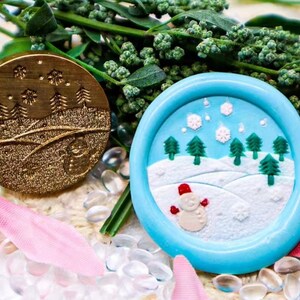 Snowman Wax Seal Stamp: Pine Tree & Snowflake Sealing Kit