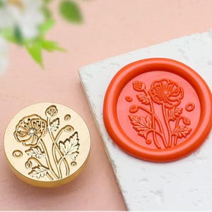 Mohnblumen-Wachssiegelstempel/Corn Poppy-Wachssiegelkasten/Blumen-Wachssiegelstempel/Geburtstagsgeschenk/Wachssiegelstempel