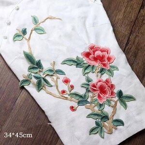 Peony Flower Embroidery Iron On Patch (34x45cm)