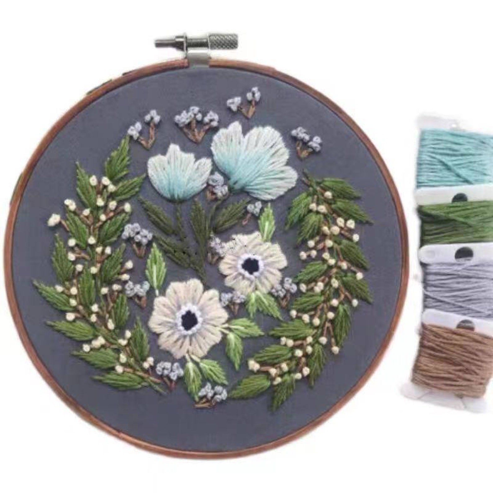 Flowers embroidery kittree leave embroidery kitmodern crewel  etsy Flowers embroidery kittree leave embroidery kitmodern crewel  etsy