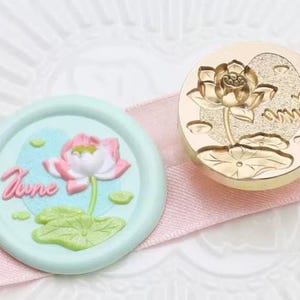 3D ロータス ワックス シーリング スタンプ / マルチレベル ロータス フラワー ワックス シーリング スタンプ / 結婚式招待状ワックス シーリング キット / ロータス リーフ ワックス シーリング キット