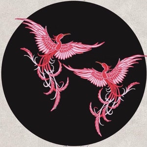 Colorful Phoenix Iron-On Patch: Embroidered Bird Applique (22x19cm)