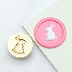 Tampon de cire 3D lapin mignon/kit de cachet de cire de lapin/Tampon de cire de lapin de litière mignonne/tampon de cire de lapin animal