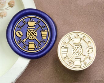 Coffee Cup Wax Seal Stamp: Coffee Bean Sealing Kit
