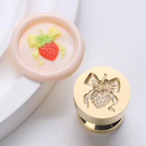 3D Mini Strawberry Wax Seal Stamp: Bowknot Fruit Sealing Kit