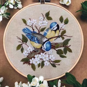Untrennbar König Vogel Hochzeit Embroidery Kit,DIY Hochzeit Vogel im Zweig Embroidery Kit,Modernes Crewel Embroidery Kit für Anfänger