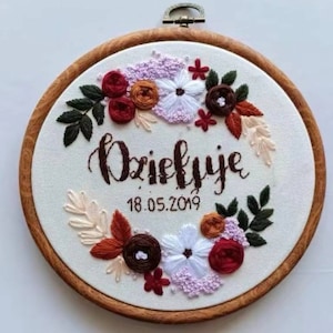 Kit de bordado de bênção de casamento com data e nome personalizados em 3D, kit de bordado de flores personalizado, kit de bordado moderno Crewel para iniciantes