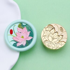 マルチレベルロータスワックスシーリングキット 蓮の花ワックスシールスタンプ/睡蓮ワックスシーリングスタンプ/蓮と葉のワックススタンプシーリング