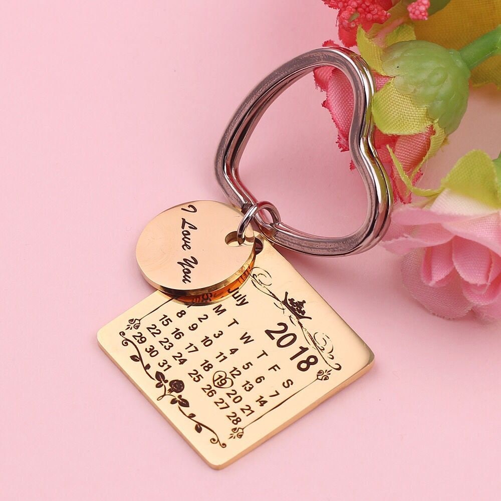 DIY Calendar keychain/ custom date & name keychain Etsy