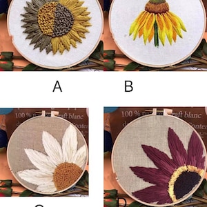 Kit de broderie de tournesol floral 3D, kit de broderie de tournesol Daisy, kit de broderie De bord Crewel moderne de fleurs, kit de broderie pour débutant